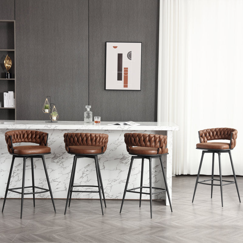 Kymberlynn - Upholstered Swivel Bar Stools Set of 2 Metal Frame