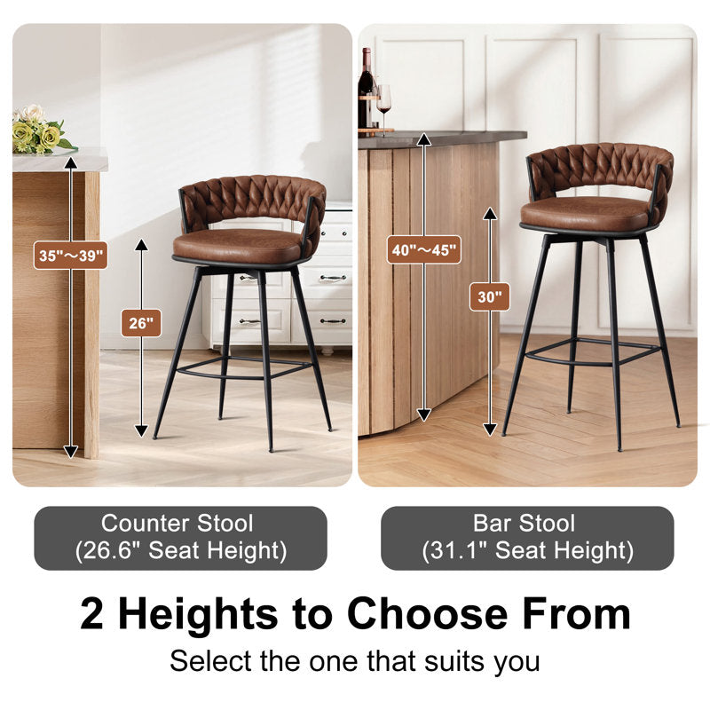 Kymberlynn - Upholstered Swivel Bar Stools Set of 2 Metal Frame