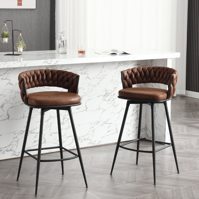 Kymberlynn - Upholstered Swivel Bar Stools Set of 2 Metal Frame