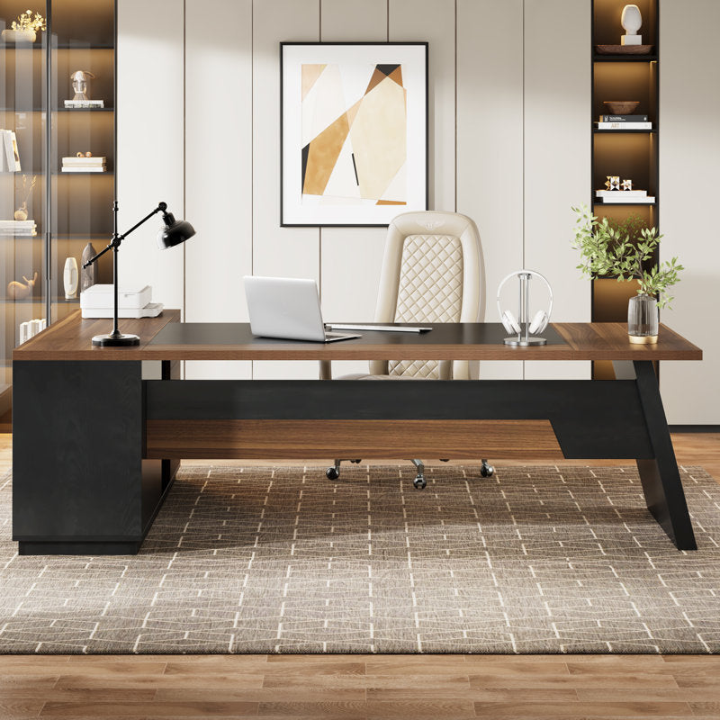 ApexPro - L-Shaped Executive Desk Wood & Metal for Home Office