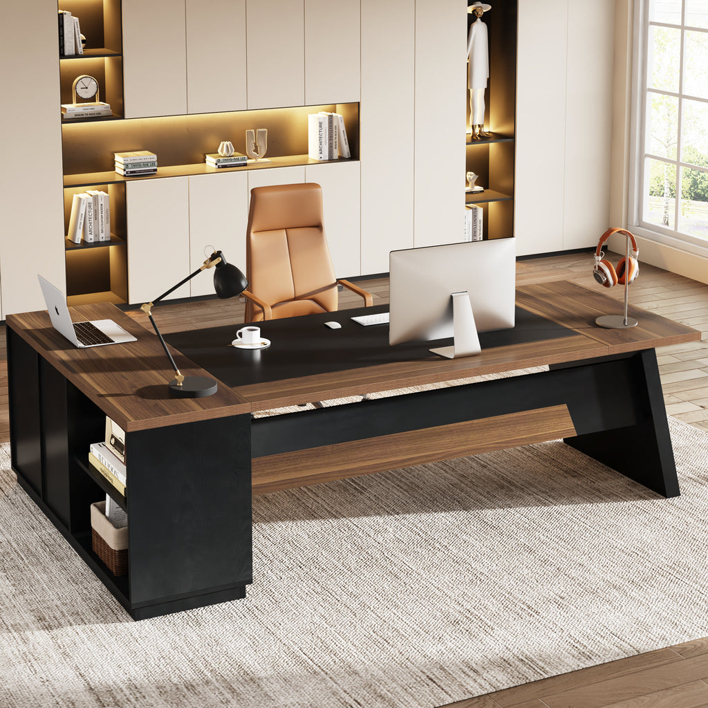 ApexPro - L-Shaped Executive Desk Wood & Metal for Home Office