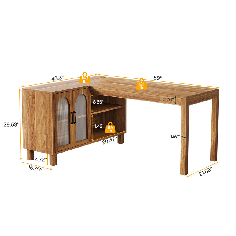 Tribesigns Apex - L-Shaped Desk with Cabinet Modern Wood Home Office