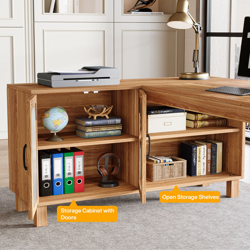 Tribesigns Apex - L-Shaped Desk with Cabinet Modern Wood Home Office
