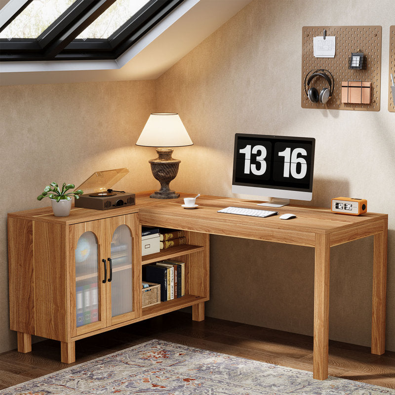 Tribesigns Apex - L-Shaped Desk with Cabinet Modern Wood Home Office