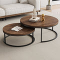 Lansdowne - Round Nesting Coffee Table Set Industrial Wood Top
