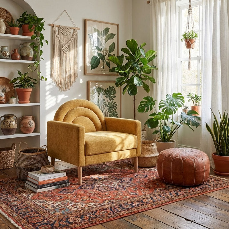 Arc-Luxe - Linen Upholstered Accent Chair for Living Room & Bedroom