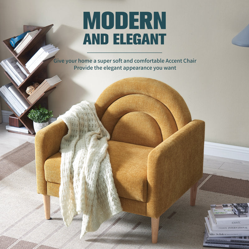 Arc-Luxe - Linen Upholstered Accent Chair for Living Room & Bedroom