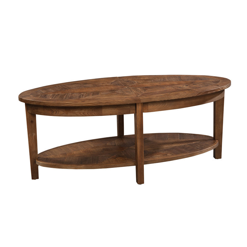 Mahkel - Oval Coffee Table Reclaimed Wood Rustic Industrial Living Room