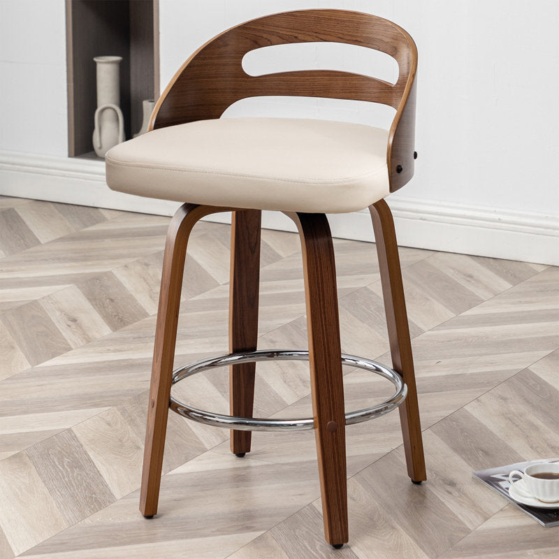 Mahtab - Mid-Century Faux Leather Swivel Bar Stools for Kitchen Island
