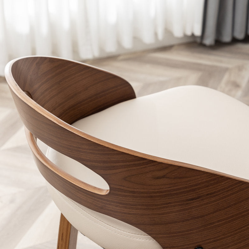 Mahtab - Mid-Century Faux Leather Swivel Bar Stools for Kitchen Island