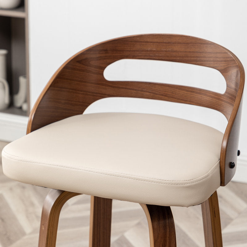 Mahtab - Mid-Century Faux Leather Swivel Bar Stools for Kitchen Island
