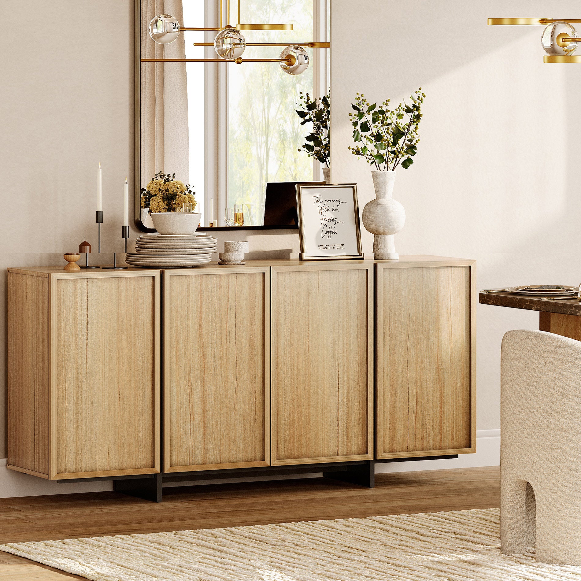 Maisonet - Modern Oak Sideboard Buffet Cabinet for Dining Room