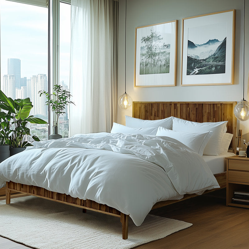 Megsu Bosk - Mid-Century Acacia Wood King Platform Bed Frame