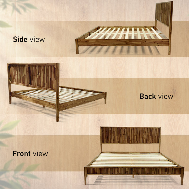 Megsu Bosk - Mid-Century Acacia Wood King Platform Bed Frame