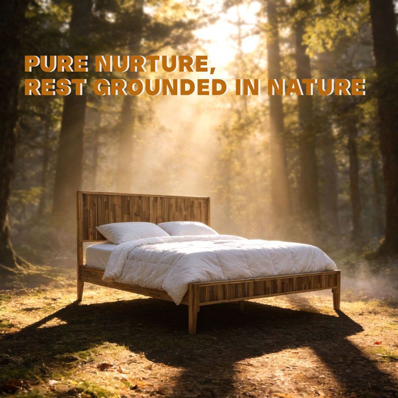 Megsu Bosk - Mid-Century Acacia Wood King Platform Bed Frame