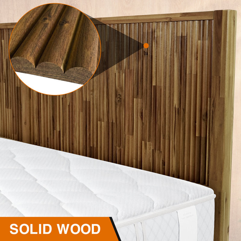 Megsu Bosk - Mid-Century Acacia Wood King Platform Bed Frame