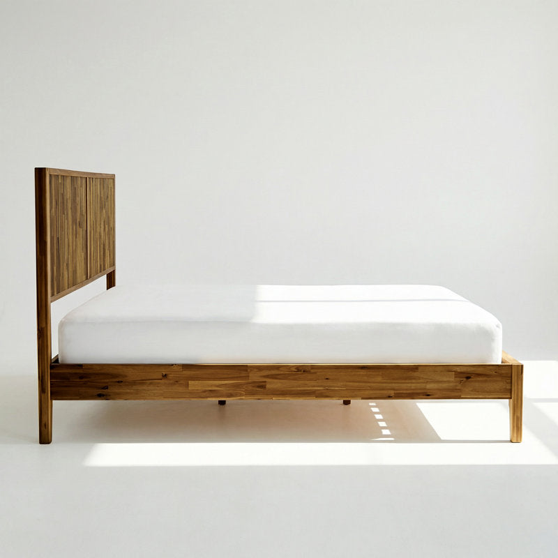 Megsu Bosk - Mid-Century Acacia Wood King Platform Bed Frame