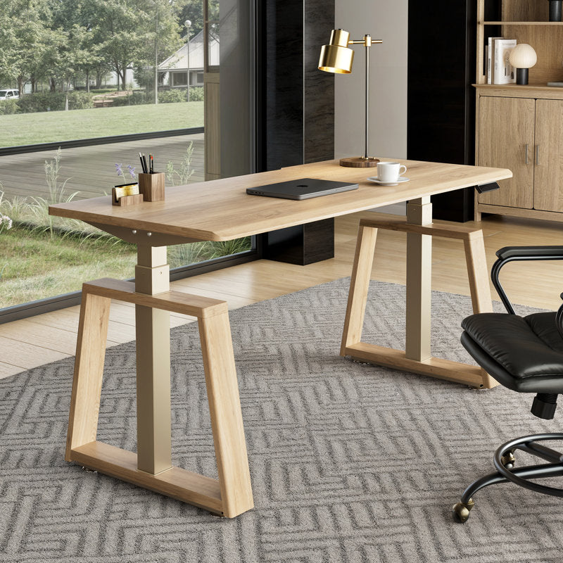 Apex Pro - 63" Standing Executive Desk Oak Dual Motor Office
