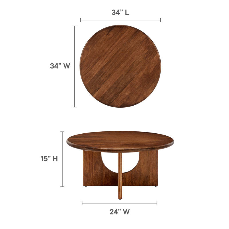Rivian Round Coffee Table - Mid-Century Solid Mango Wood Center Table