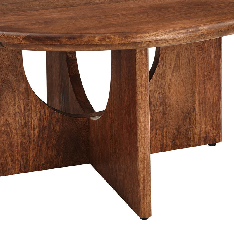 Rivian Round Coffee Table - Mid-Century Solid Mango Wood Center Table