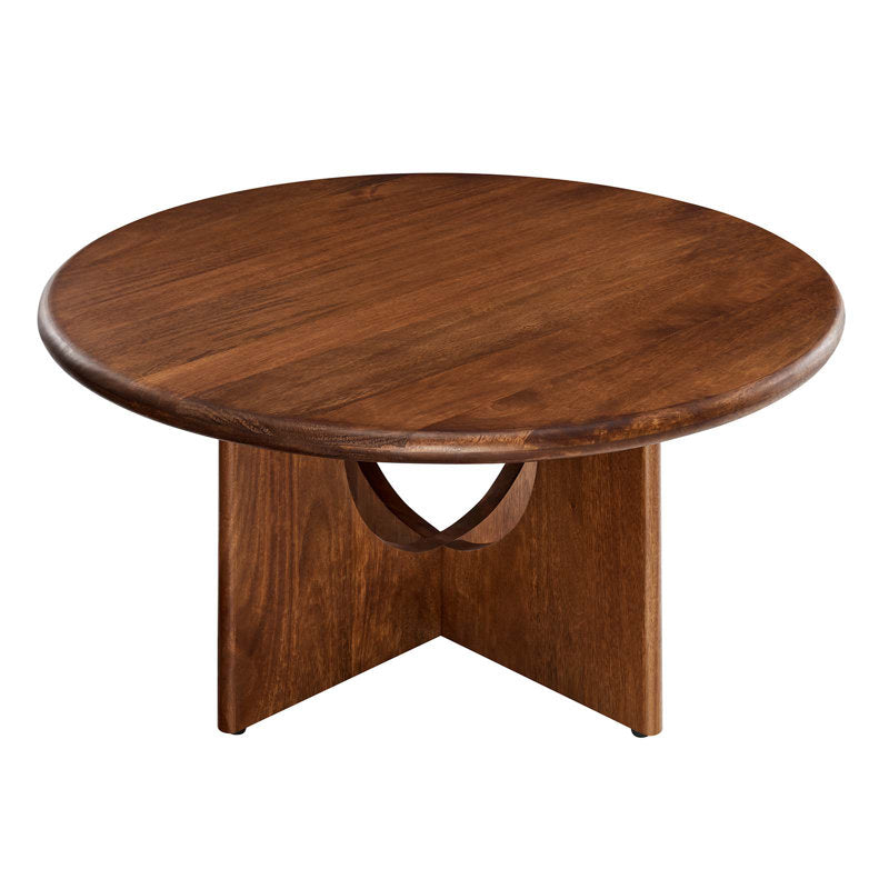 Rivian Round Coffee Table - Mid-Century Solid Mango Wood Center Table