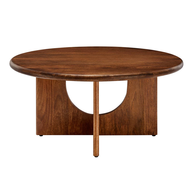 Rivian Round Coffee Table - Mid-Century Solid Mango Wood Center Table