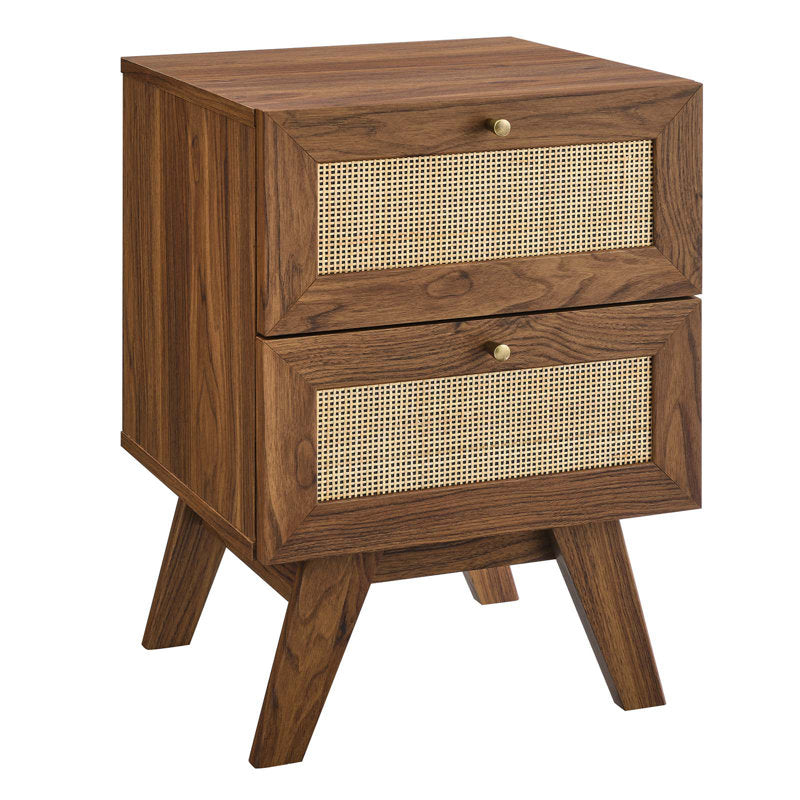 Soma 2-Drawer Nightstand - Rattan Wood Bedside Table