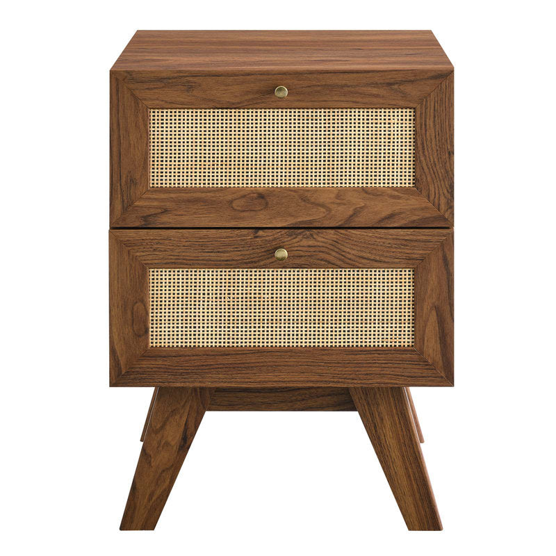 Soma 2-Drawer Nightstand - Rattan Wood Bedside Table