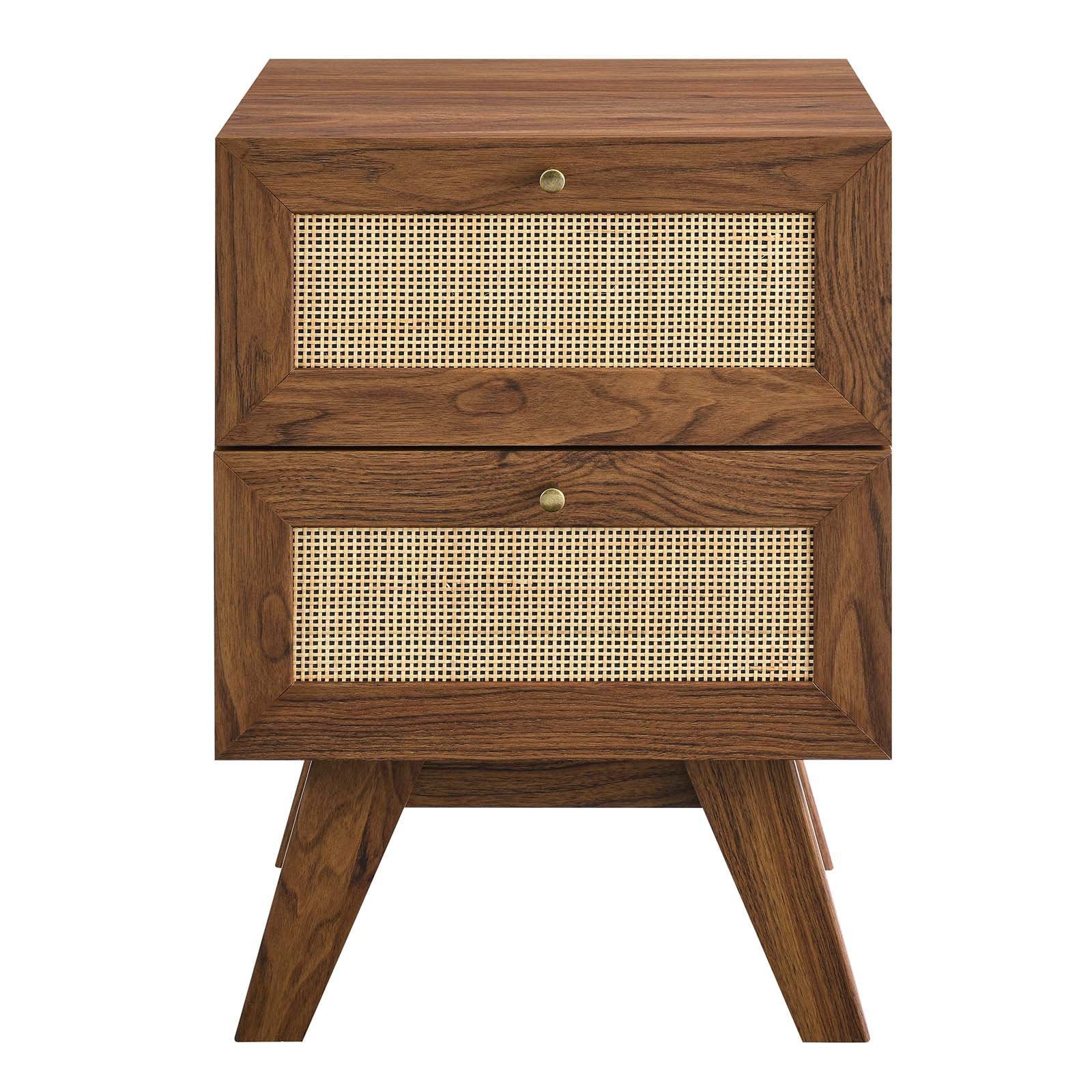 Soma 2-Drawer Nightstand - Rattan Wood Bedside Table