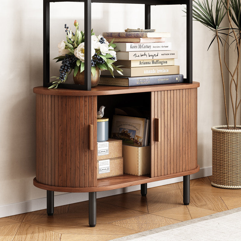 Nataysha - 4-Tier Bookcase Wood & Metal Industrial Storage