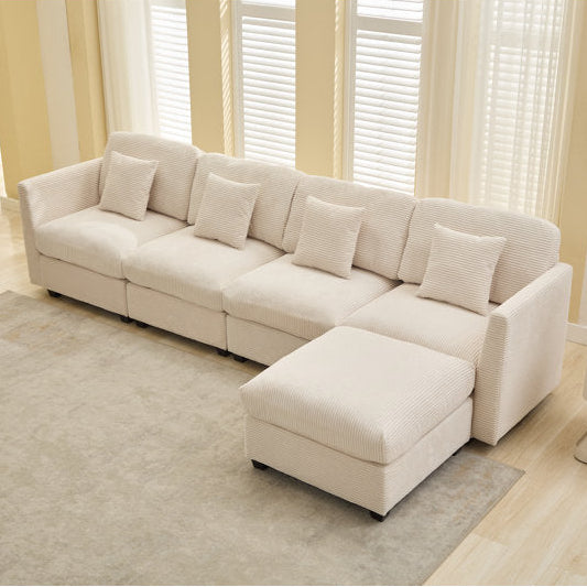 Nicholson - 5-Piece Modular Corduroy Sectional Sofa with Ottoman