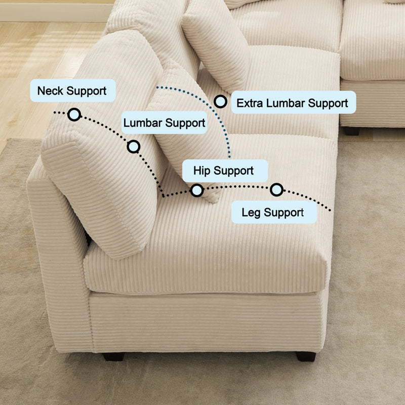 Nicholson - 5-Piece Modular Corduroy Sectional Sofa with Ottoman
