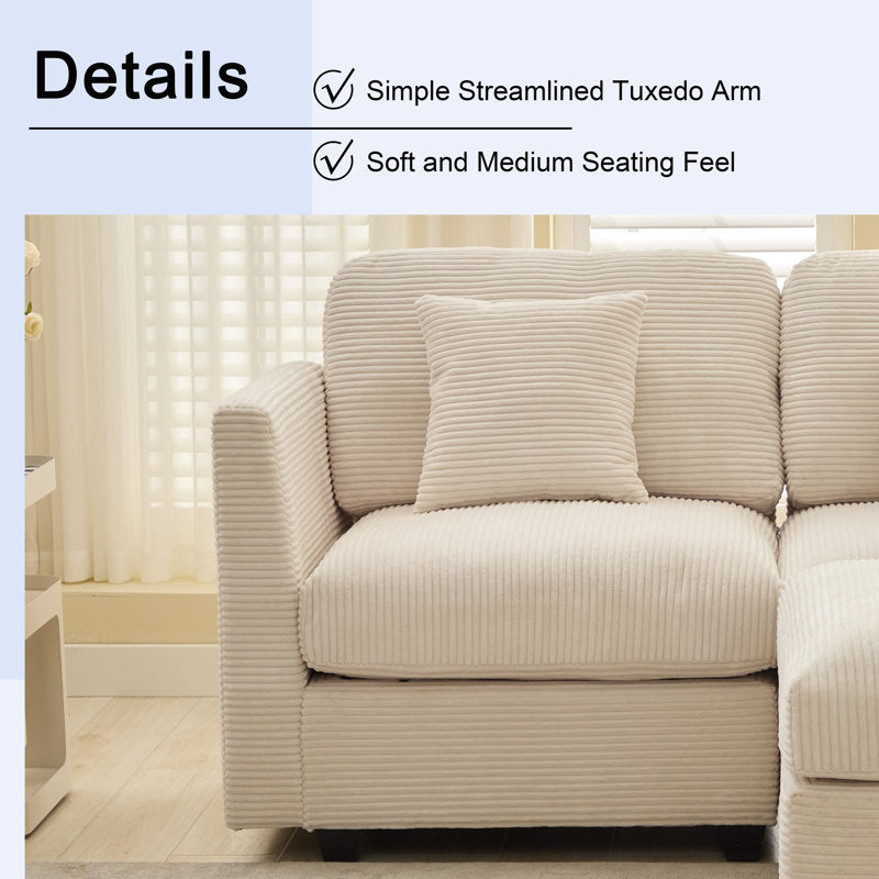 Nicholson - 5-Piece Modular Corduroy Sectional Sofa with Ottoman