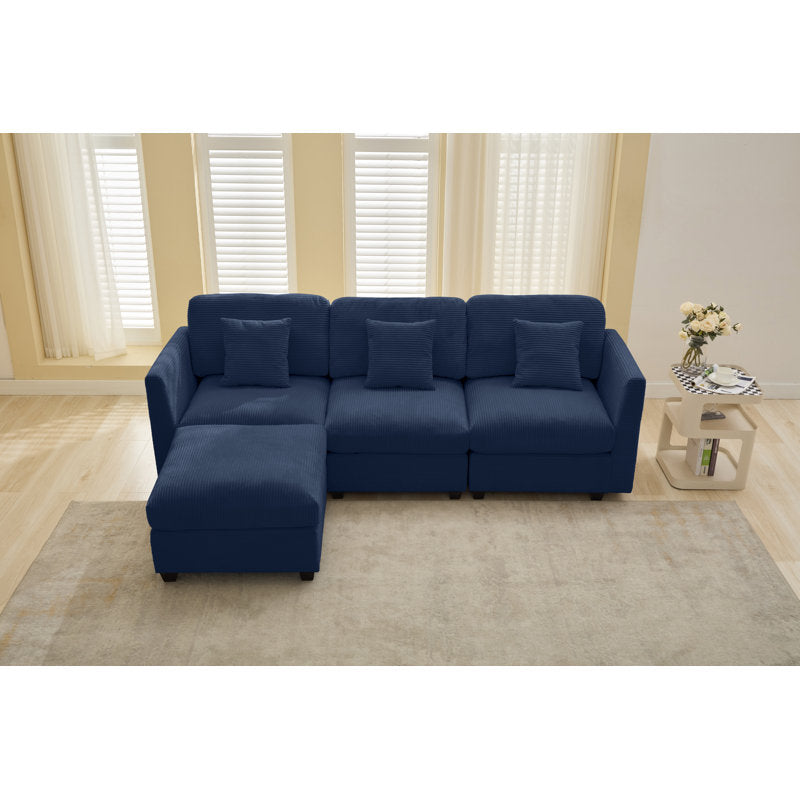 Nicholson - 4-Piece Corduroy Modular Sofa with Ottoman for Living Room