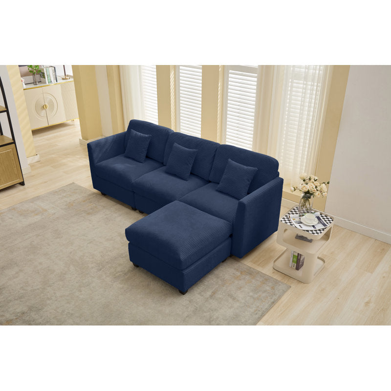 Nicholson - 4-Piece Corduroy Modular Sofa with Ottoman for Living Room