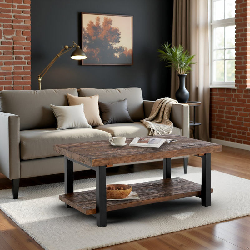 Pomona - 42" Solid Wood Coffee Table Rustic Pine Living Room Center