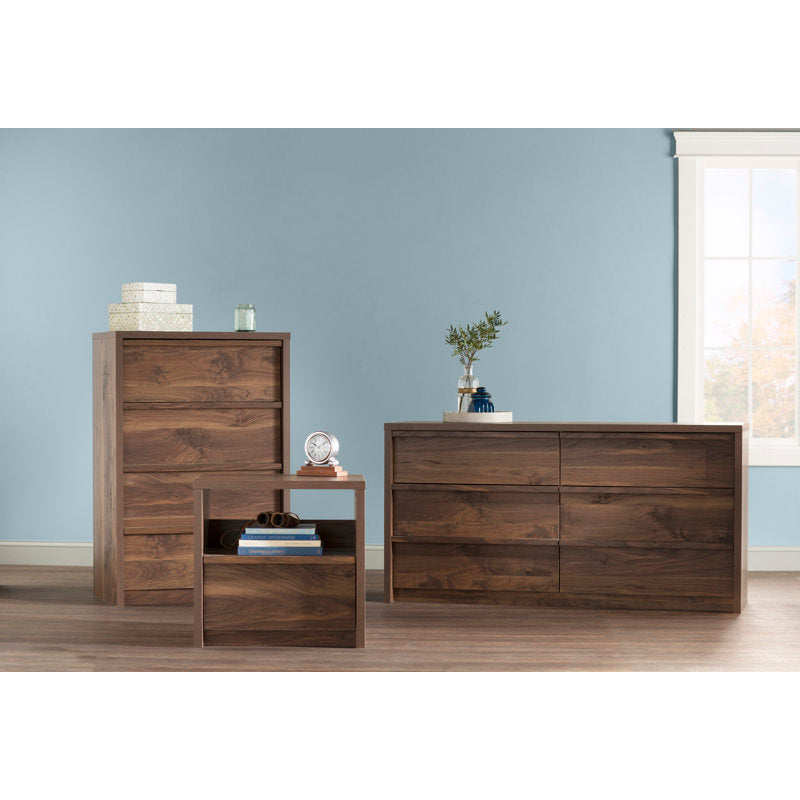 Posner - Modern Walnut Nightstand with Drawer & Open Shelf