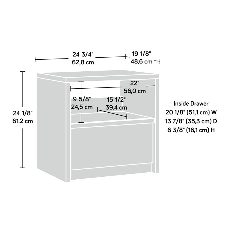 Posner - Modern Walnut Nightstand with Drawer & Open Shelf