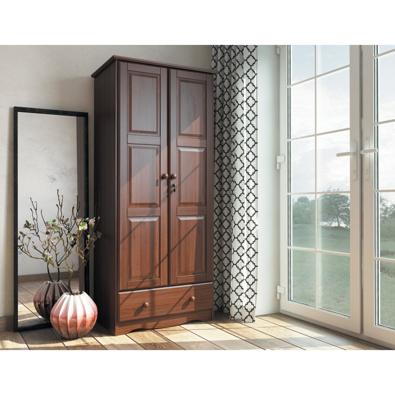 Primm - 2-Door Solid Wood Wardrobe Armoire with Lock for Bedroom