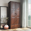 Primm - 2-Door Solid Wood Wardrobe Armoire with Lock for Bedroom
