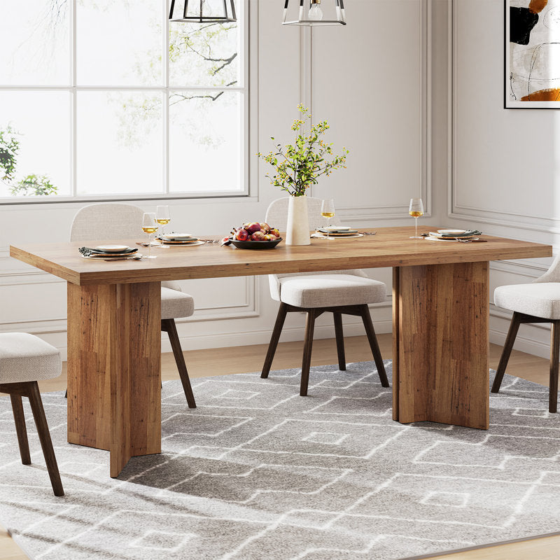 Rahn 63" Dining Table - Farmhouse Walnut Wood 6-Person Kitchen Table
