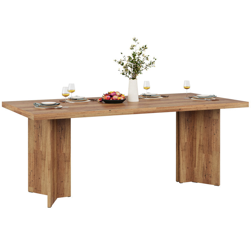 Rahn 63" Dining Table - Farmhouse Walnut Wood 6-Person Kitchen Table