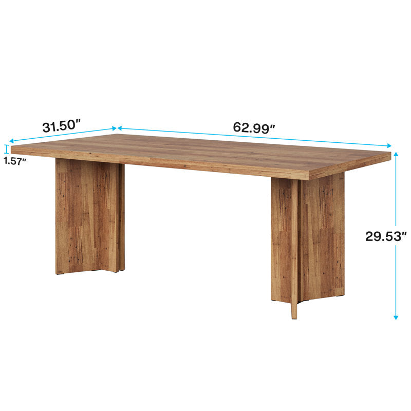 Rahn 63" Dining Table - Farmhouse Walnut Wood 6-Person Kitchen Table