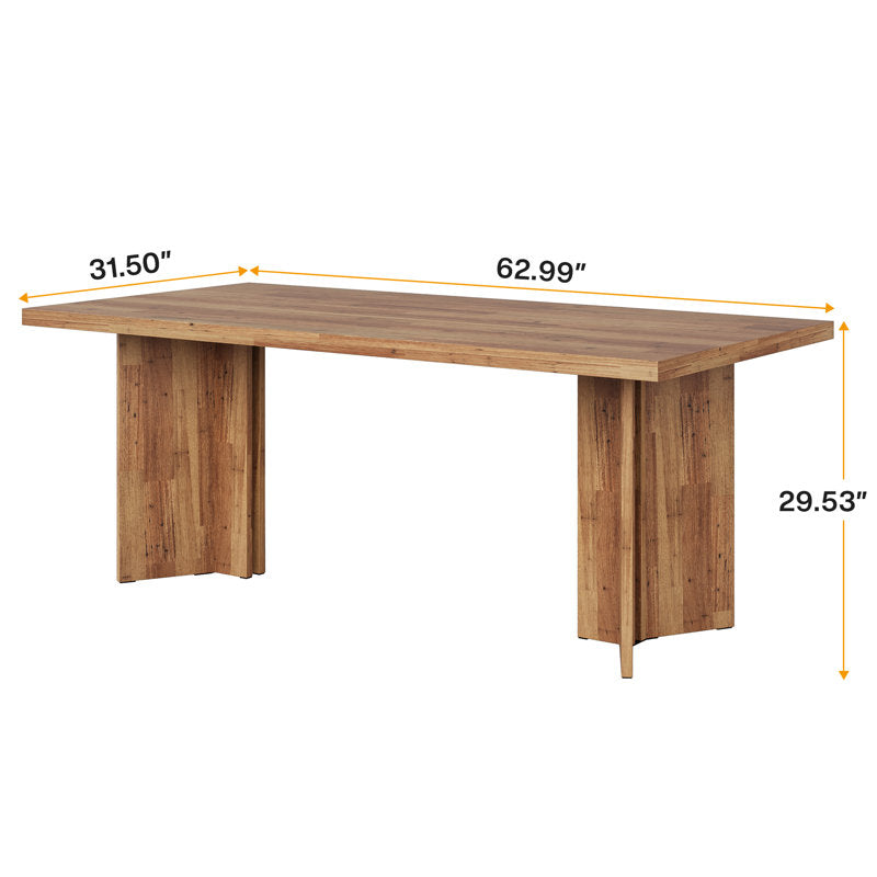 Rahn 63" Dining Table - Farmhouse Walnut Wood 6-Person Kitchen Table