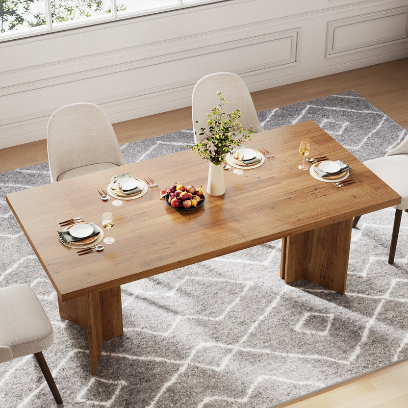 Rahn 63" Dining Table - Farmhouse Walnut Wood 6-Person Kitchen Table
