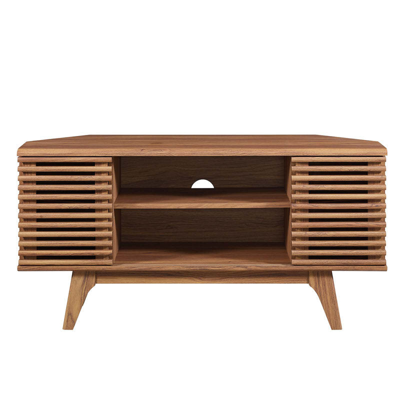 Render 46" Corner TV Stand - Mid-Century Walnut for TVs up to 50"