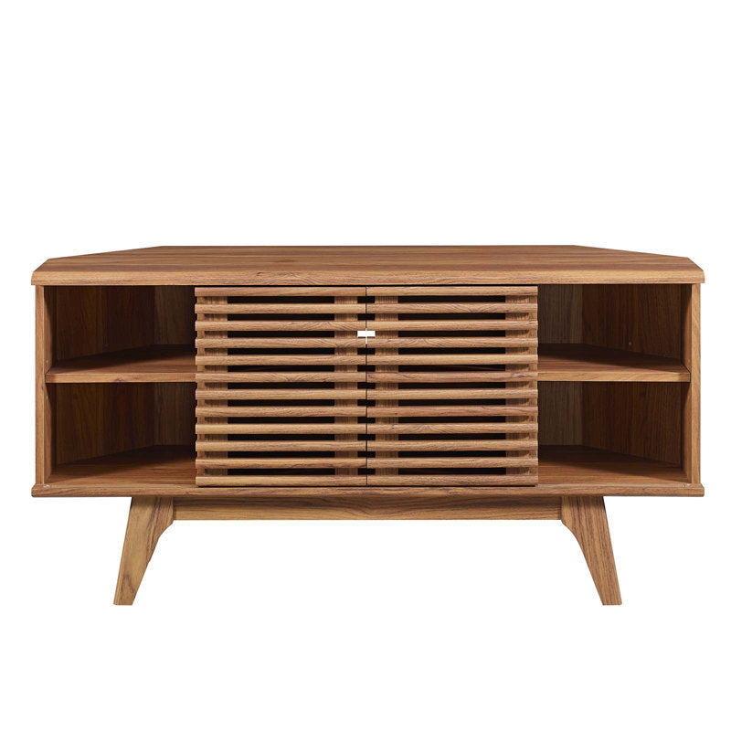 Render 46" Corner TV Stand - Mid-Century Walnut for TVs up to 50"