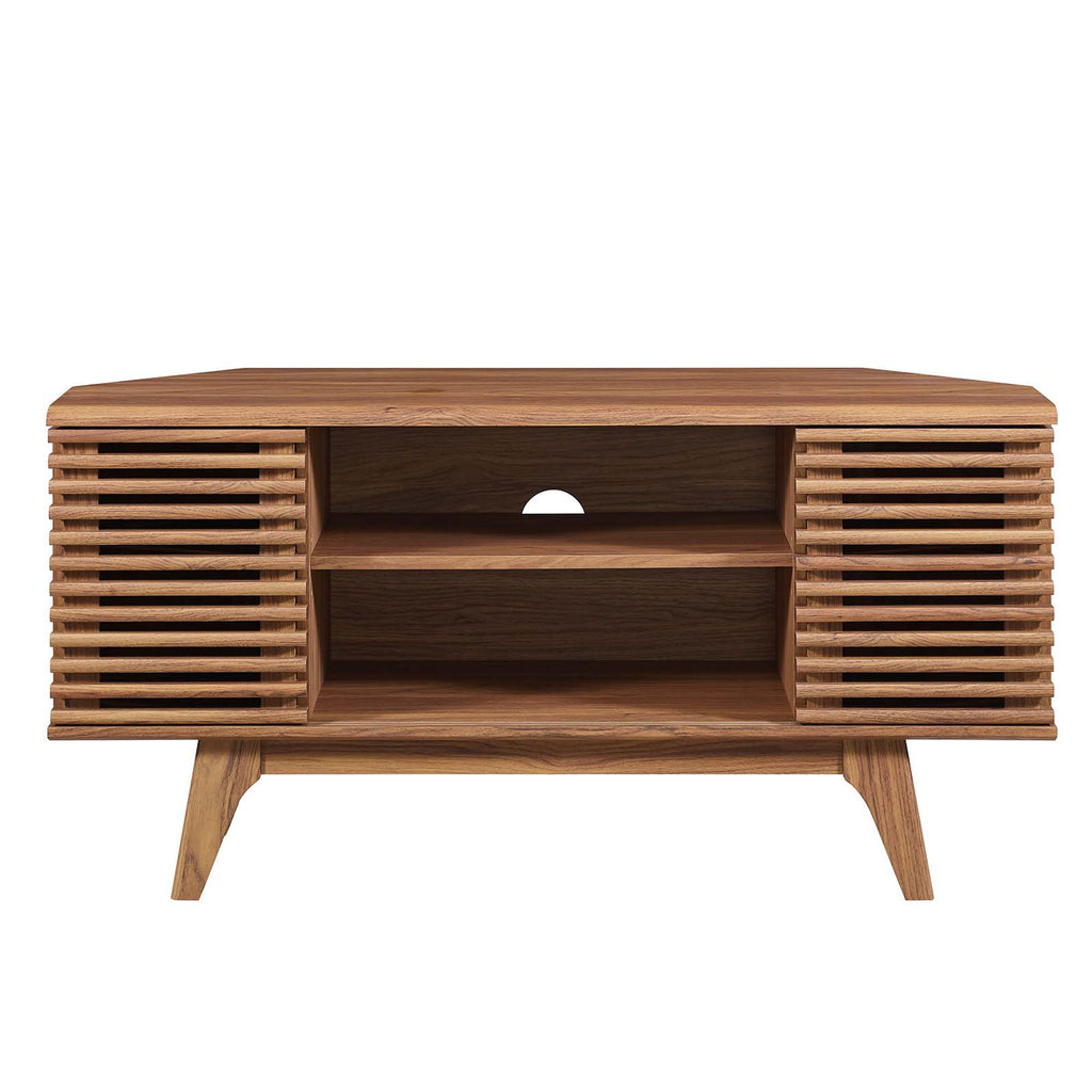 Render 46" Corner TV Stand - Mid-Century Walnut for TVs up to 50"
