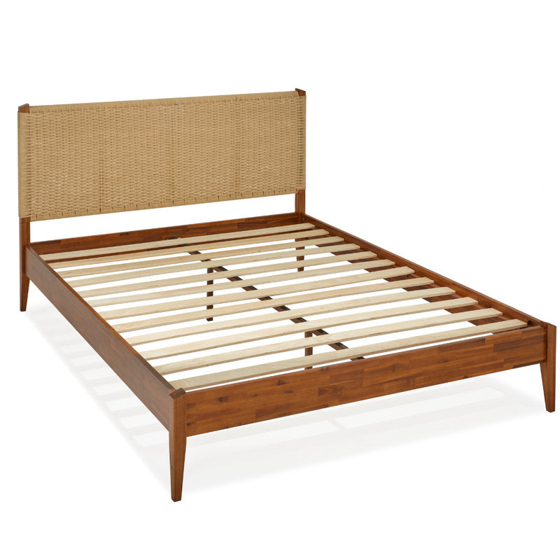 Selina - Solid Wood Platform Bed Bohemian Mid-Century Acacia Frame