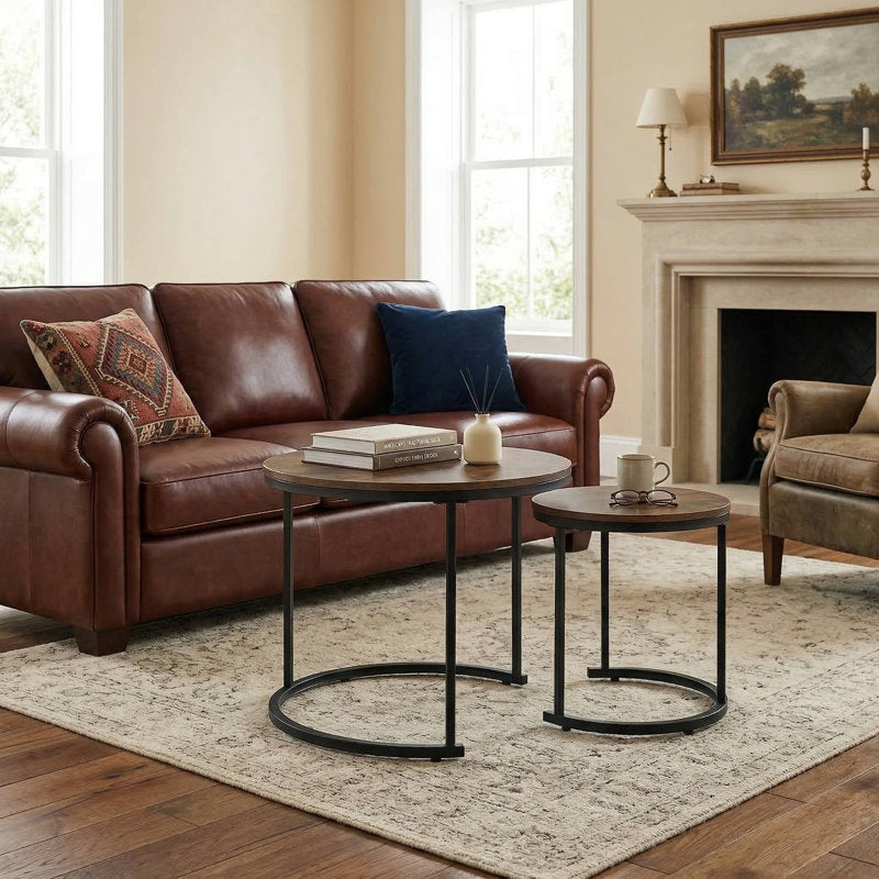 Luna - Nesting Coffee Tables Modern MDF & Steel Living Room Set